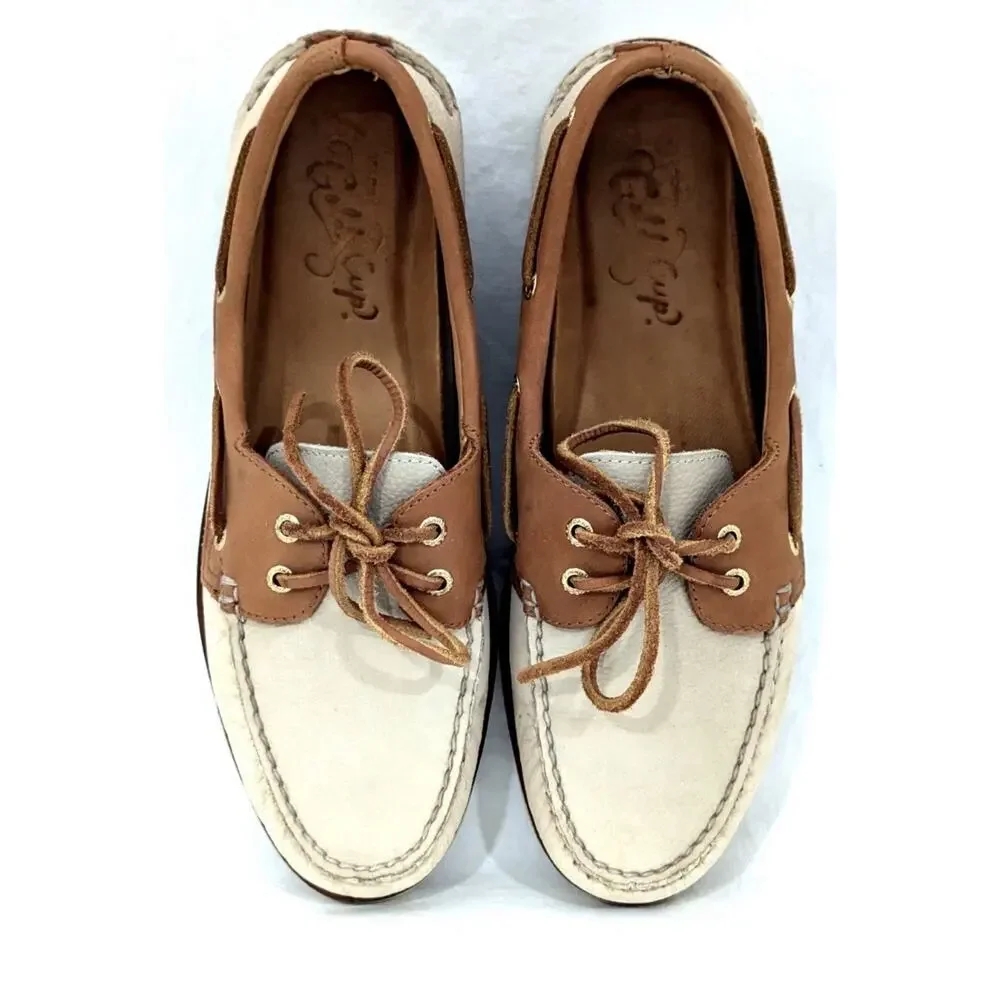 SPERRY TOPSIDER GOLD CUP Boat Shoes Loafers Beige Tan Mens Size 10.5 Fast Ship
